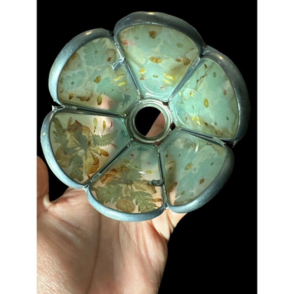 Pressed Flowers In Glass Tea Light Holder Vintage Votive Candle Boho Lot Of 3 - Picture 7 of 16